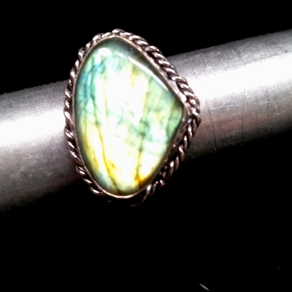 102 NWT Labradorite gemstone crystal 925 silver ring size 9.5 free shipping sale - Picture 2 of 8